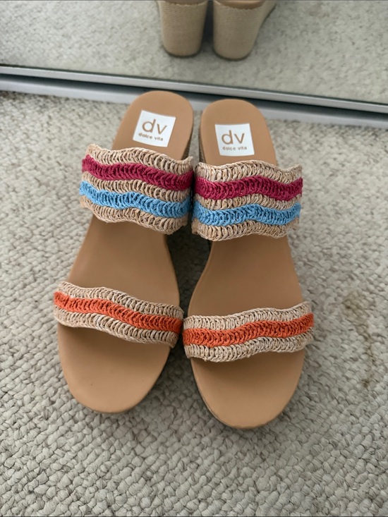 Shoes - Dolce Vita Beige Sandals with Multi-Color Crochet Straps